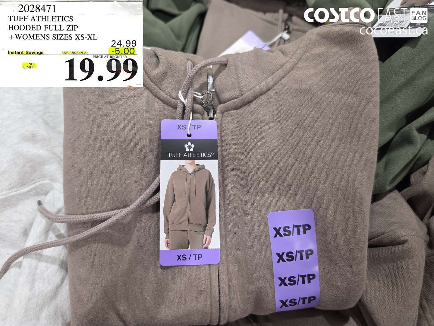 2028471 TUFF ATHLETICS HOODED FULL ZIP + WOMENS SIZES XS-XL ($5.00 INSTANT SAVINGS EXPIRES ON 2026-09-20) $19.99