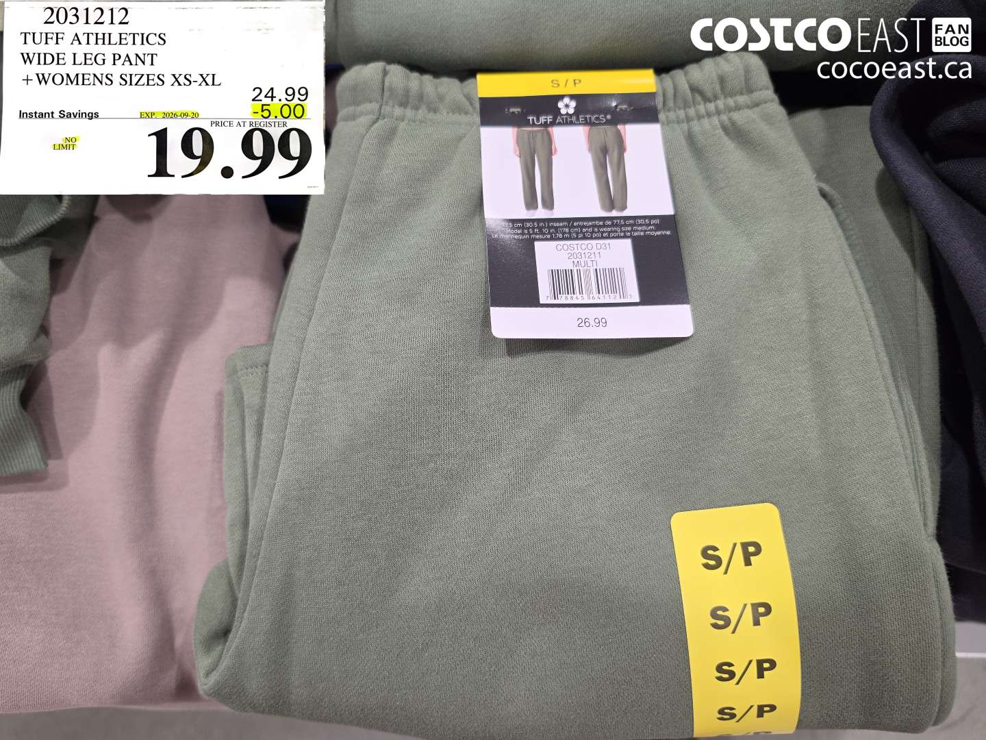 2031212 TUFF ATHLETICS WIDE LEG PANT WOMENS SIZES XS-XL ($5.00 INSTANT SAVINGS EXPIRES ON 2026-09-20) $19.99