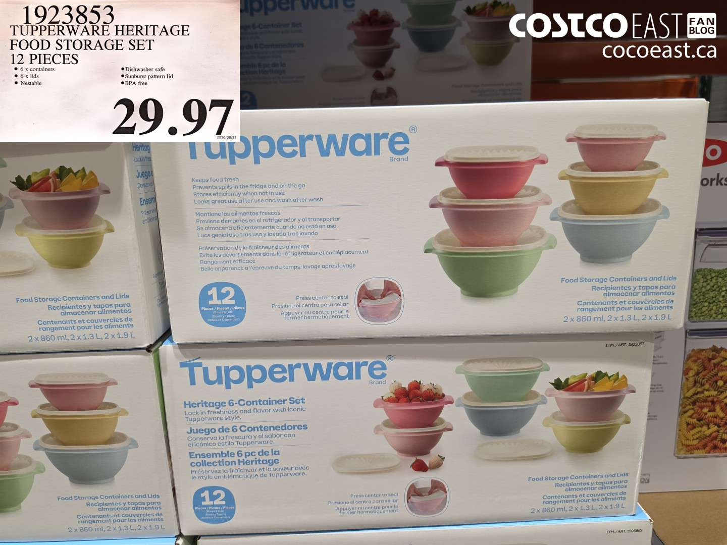 1923853 TUPPERWARE HERITAGE FOOD STORAGE SET 12 PIECES $29.97