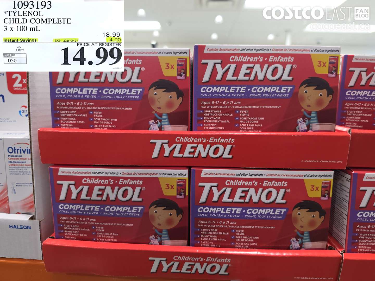 1093193 TYLENOL CHILD COMPLETE 3 X 100 ML ($4.00 INSTANT SAVINGS EXPIRES ON 2026-09-27) $14.99