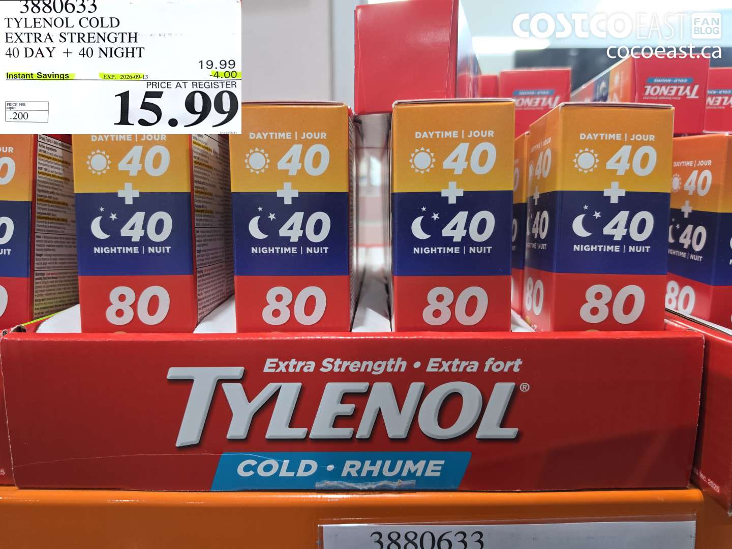 3880633 TYLENOL COLD EXTRA STRENGTH 40 DAY + 40 NIGHT ($4.00 INSTANT SAVINGS EXPIRES ON 2026-09-13) $15.99