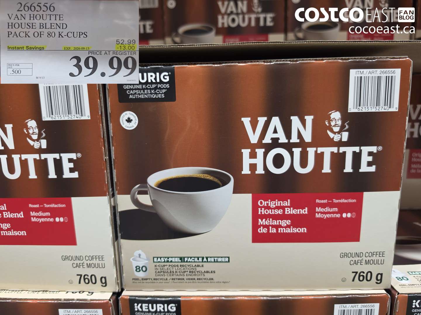 266556 VAN HOUTTE HOUSE BLEND PACK OF 80 K-CUPS ($13.00 INSTANT SAVINGS EXPIRES ON 2026-09-13) $39.99