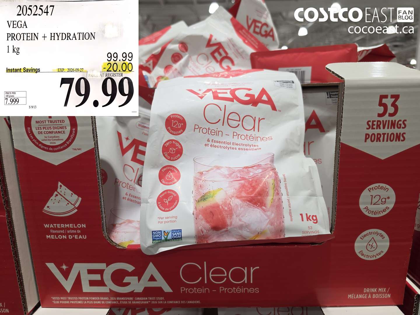 2052547 VEGA PROTEIN + HYDRATION 1 KG ($20.00 INSTANT SAVINGS EXPIRES ON 2026-09-27) $79.99