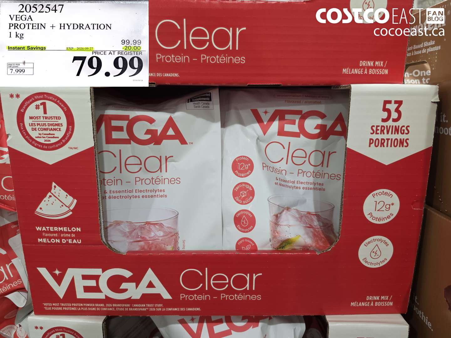 2052547 VEGA PROTEIN + HYDRATION 1 KG ($20.00 INSTANT SAVINGS EXPIRES ON 2026-09-27) $79.99