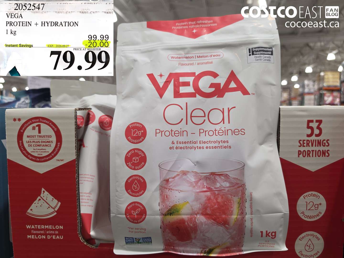 2052547 VEGA PROTEIN + HYDRATION 1 KG ($20.00 INSTANT SAVINGS EXPIRES ON 2026-09-27) $79.99