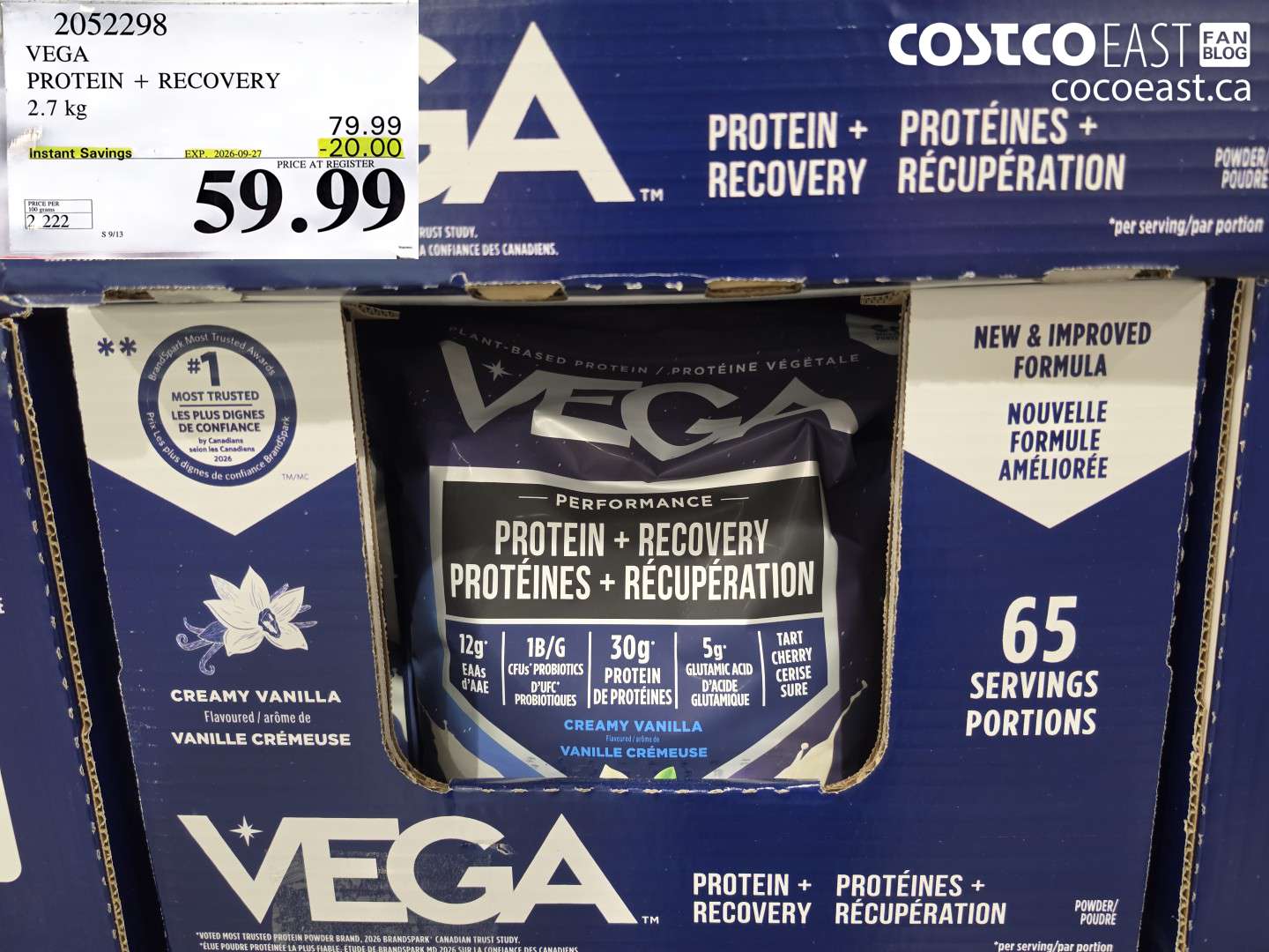 2052298 VEGA PROTEIN + RECOVERY 2.7 KG ($20.00 INSTANT SAVINGS EXPIRES ON 2026-09-27) $59.99