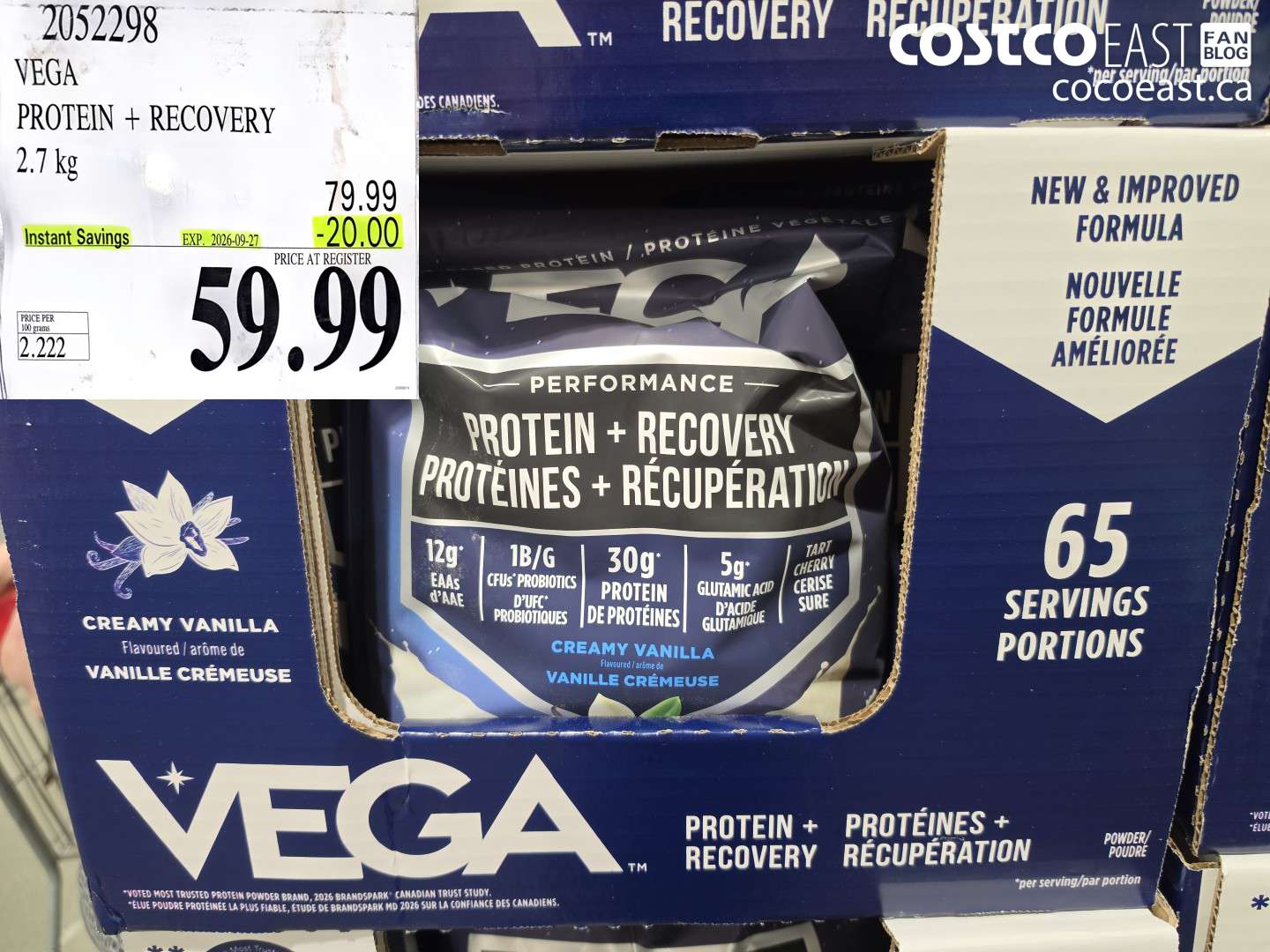 2052298 VEGA PROTEIN + RECOVERY 2.7 KG ($20.00 INSTANT SAVINGS EXPIRES ON 2026-09-27) $59.99