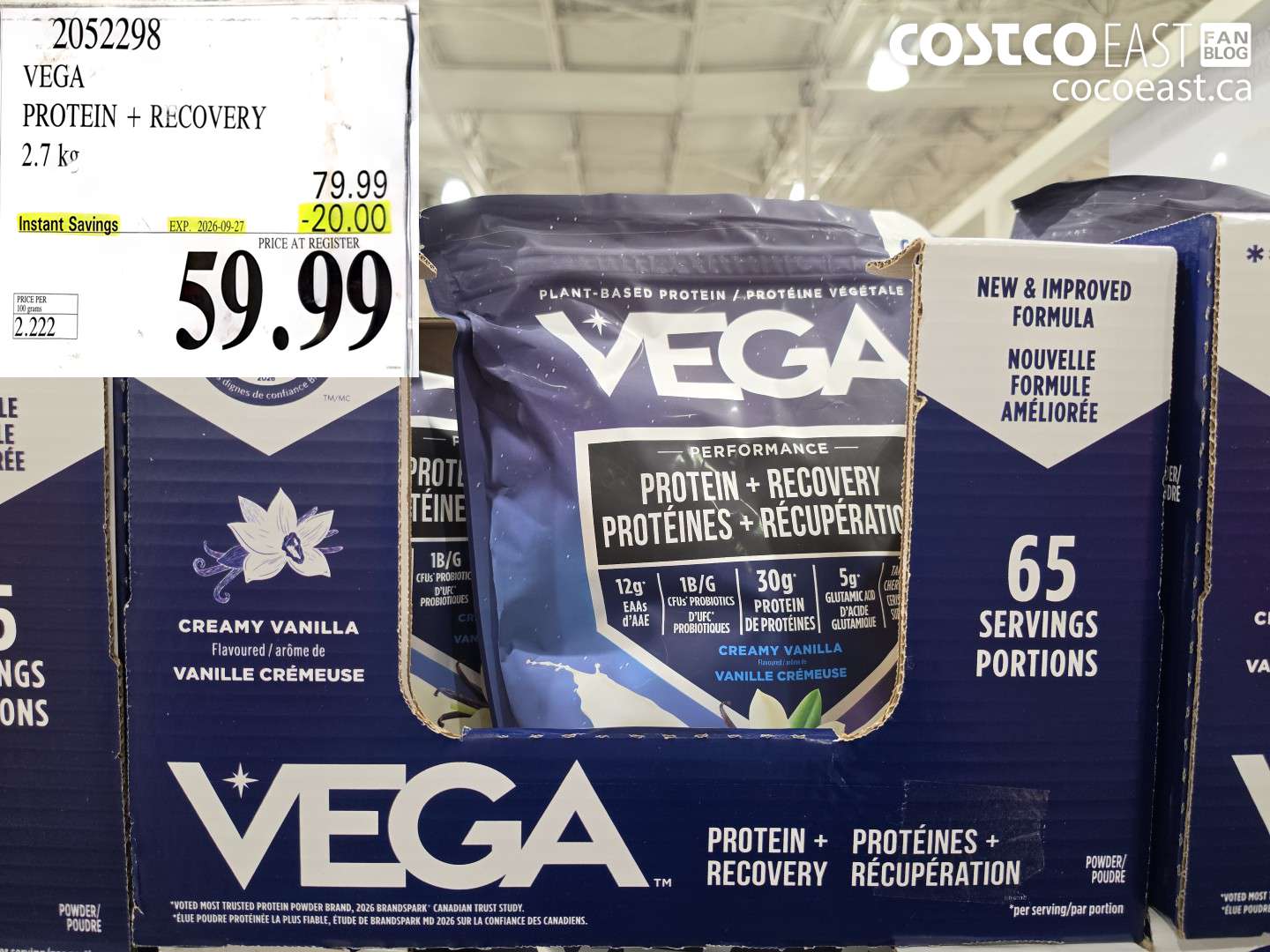 2052298 VEGA PROTEIN + RECOVERY 2.7 KG ($20.00 INSTANT SAVINGS EXPIRES ON 2026-09-27) $59.99