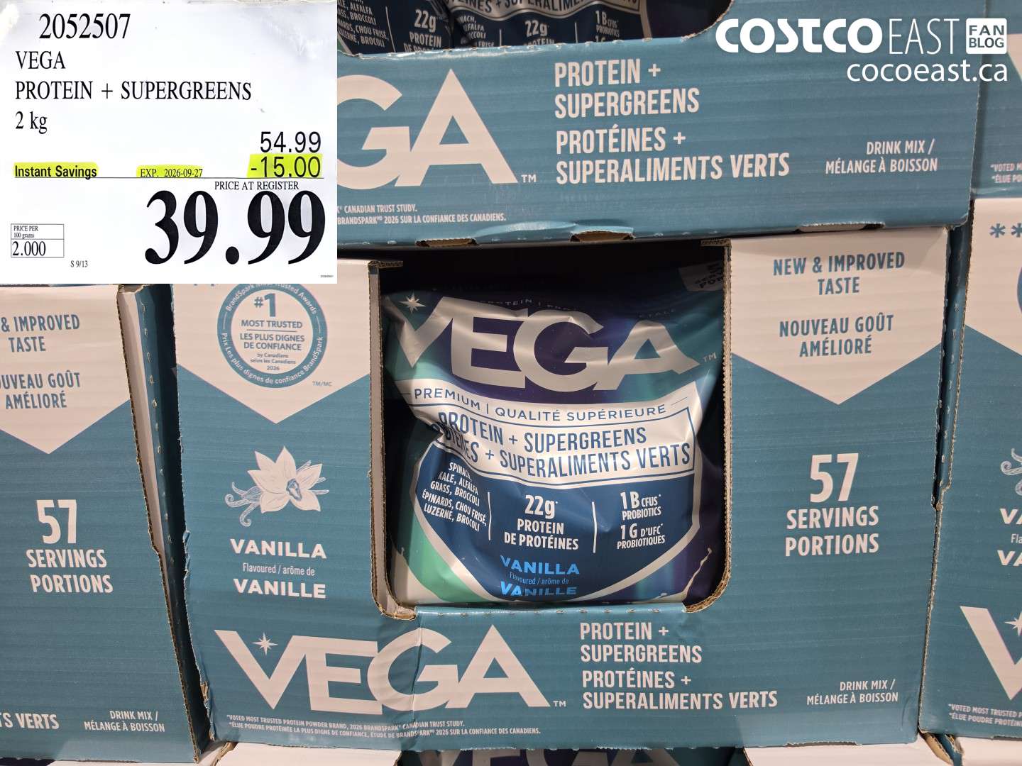2052507 VEGA PROTEIN + SUPERGREENS 2 KG ($15.00 INSTANT SAVINGS EXPIRES ON 2026-09-27) $39.99