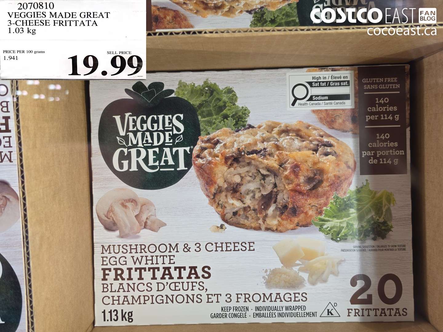 2070810 VEGGIES MADE GREAT 3-CHEESE FRITTATA 1.03 KG $19.99