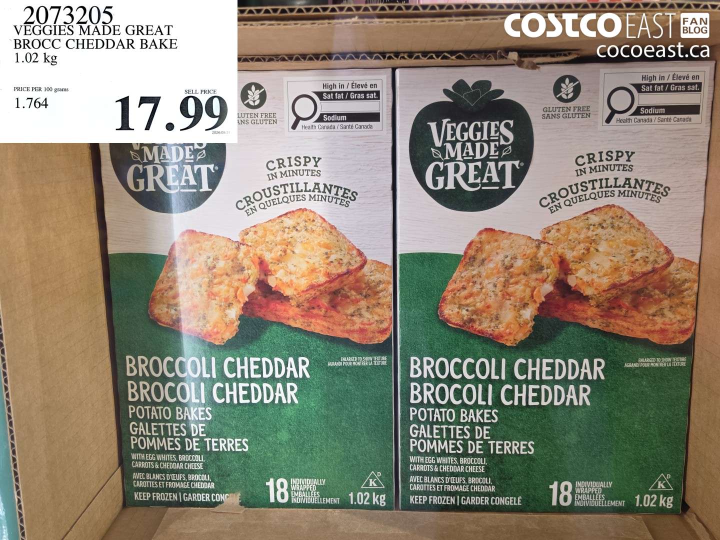2073205 VEGGIES MADE GREAT BROCC CHEDDAR BAKE 1.02 KG $17.99
