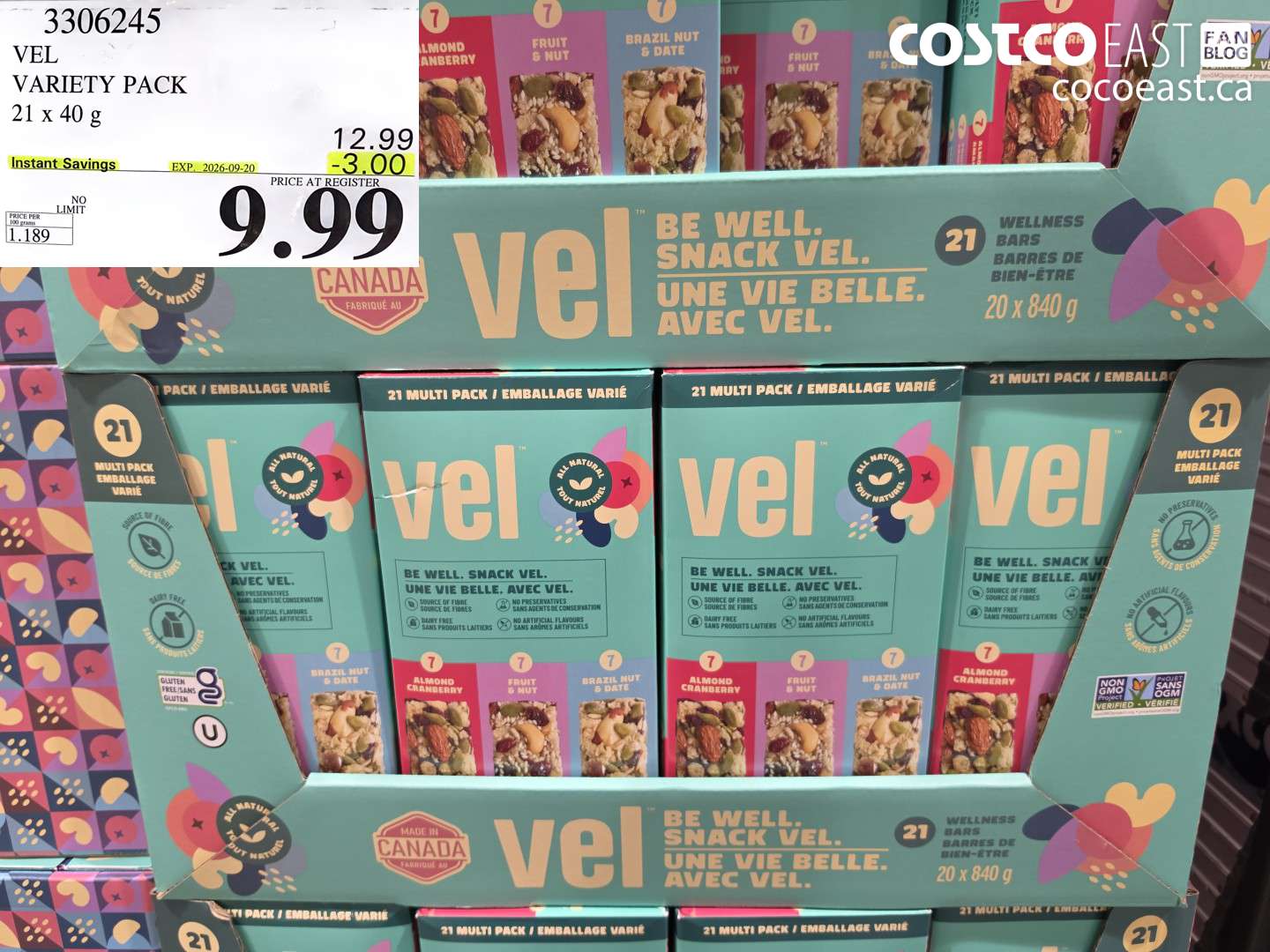 3306245 VEL VARIETY PACK 21 X 40 G ($3.00 INSTANT SAVINGS EXPIRES ON 2026-09-20) $9.99