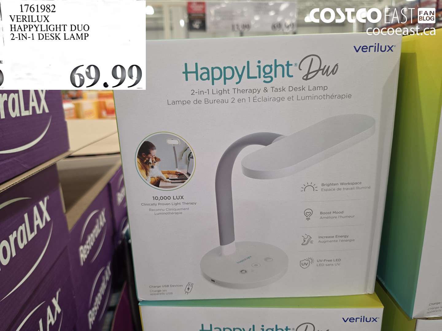 1761982 VERILUX HAPPYLIGHT DUO 2-IN-1 DESK LAMP $69.99