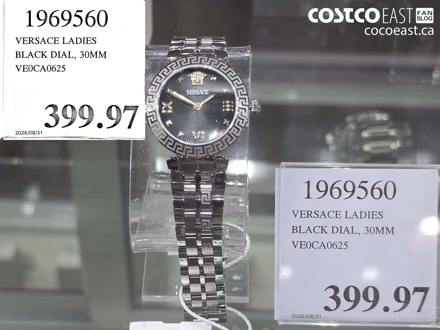 1969560 VERSACE LADIES BLACK DIAL, 30MM VE0CA0625 $399.97
