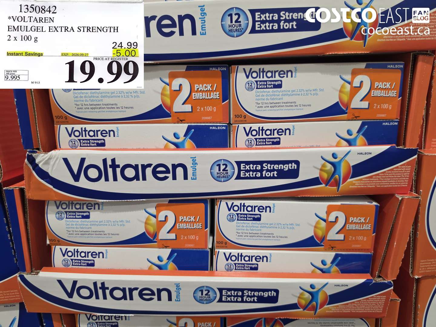 1350842 VOLTAREN EMULGEL EXTRA STRENGTH 2 X 100 G ($5.00 INSTANT SAVINGS EXPIRES ON 2026-09-27) $19.99