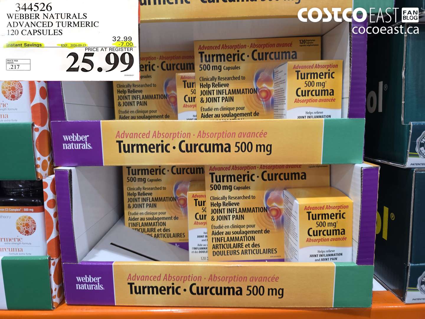344526 WEBBER NATURALS ADVANCED TURMERIC 120 CAPSULES ($7.00 INSTANT SAVINGS EXPIRES ON 2026-09-13) $25.99