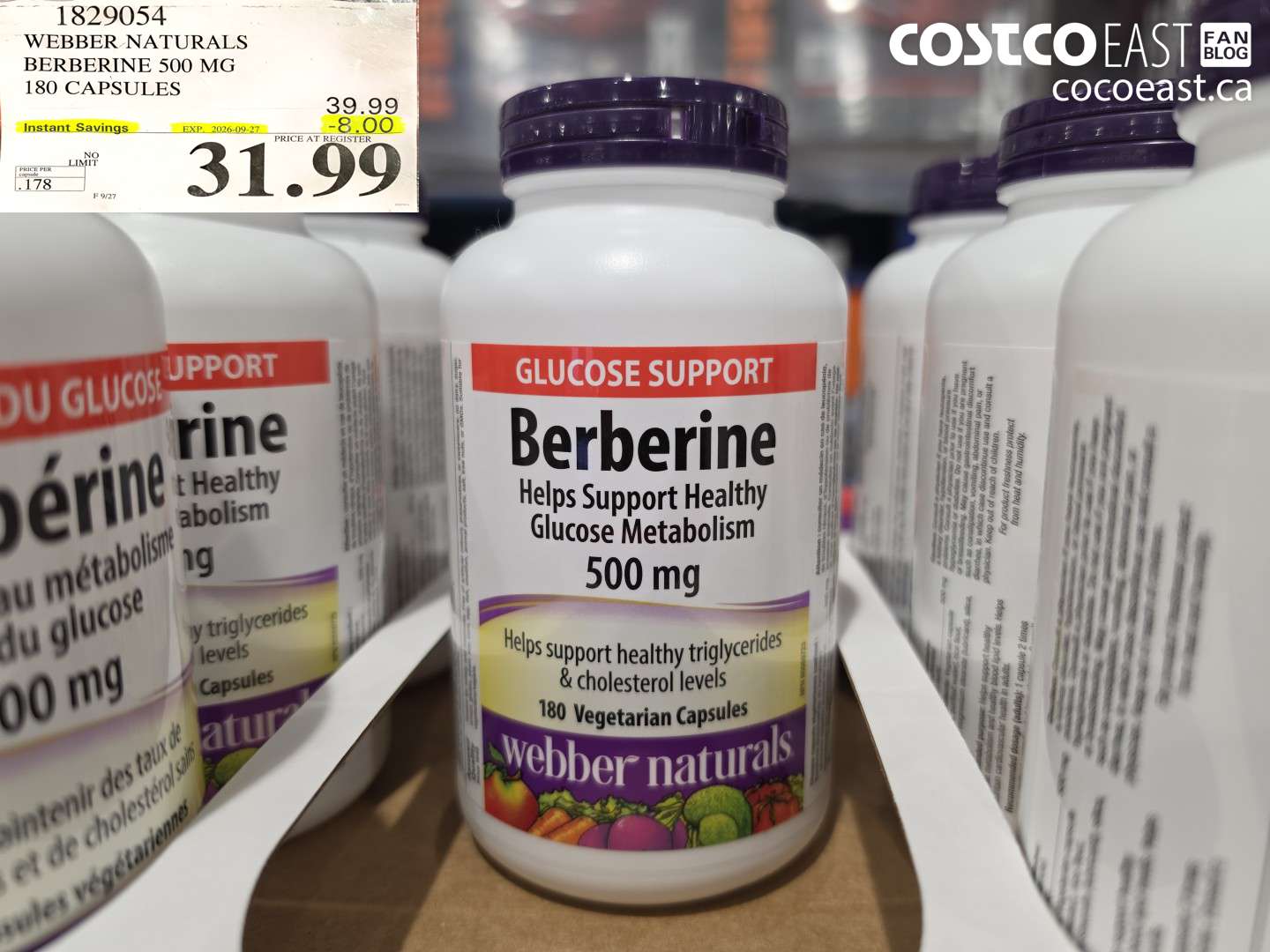 1829054 WEBBER NATURALS BERBERINE 500 MG 180 CAPSULES ($8.00 INSTANT SAVINGS EXPIRES ON 2026-09-27) $31.99