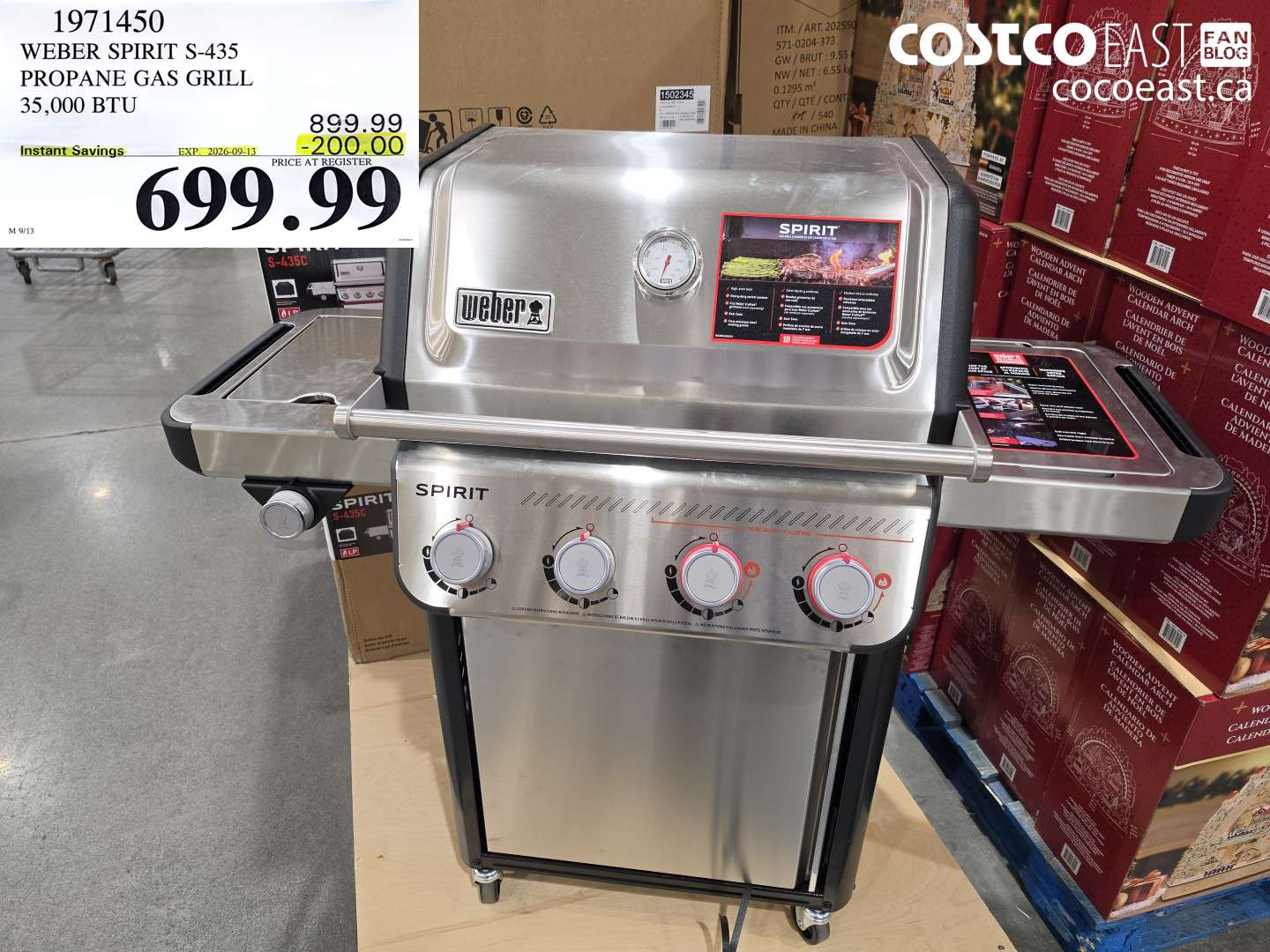1971450 WEBER SPIRIT S-435 PROPANE GAS GRILL 35,000 BTU ($200.00 INSTANT SAVINGS EXPIRES ON 2026-09-13) $699.99