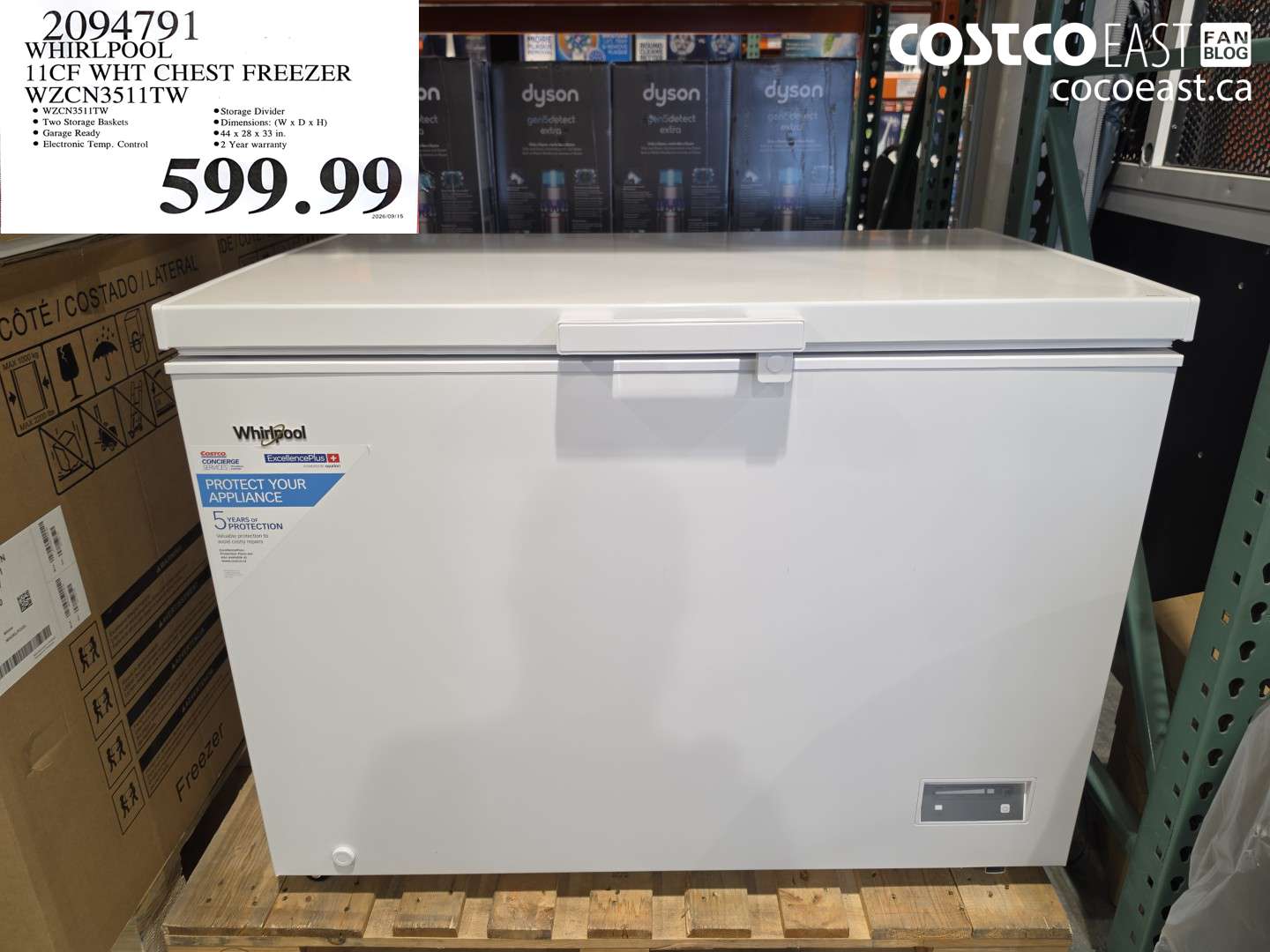 2094791 WHIRLPOOL 11CF WHT CHEST FREEZER WZCN3511TW $599.99