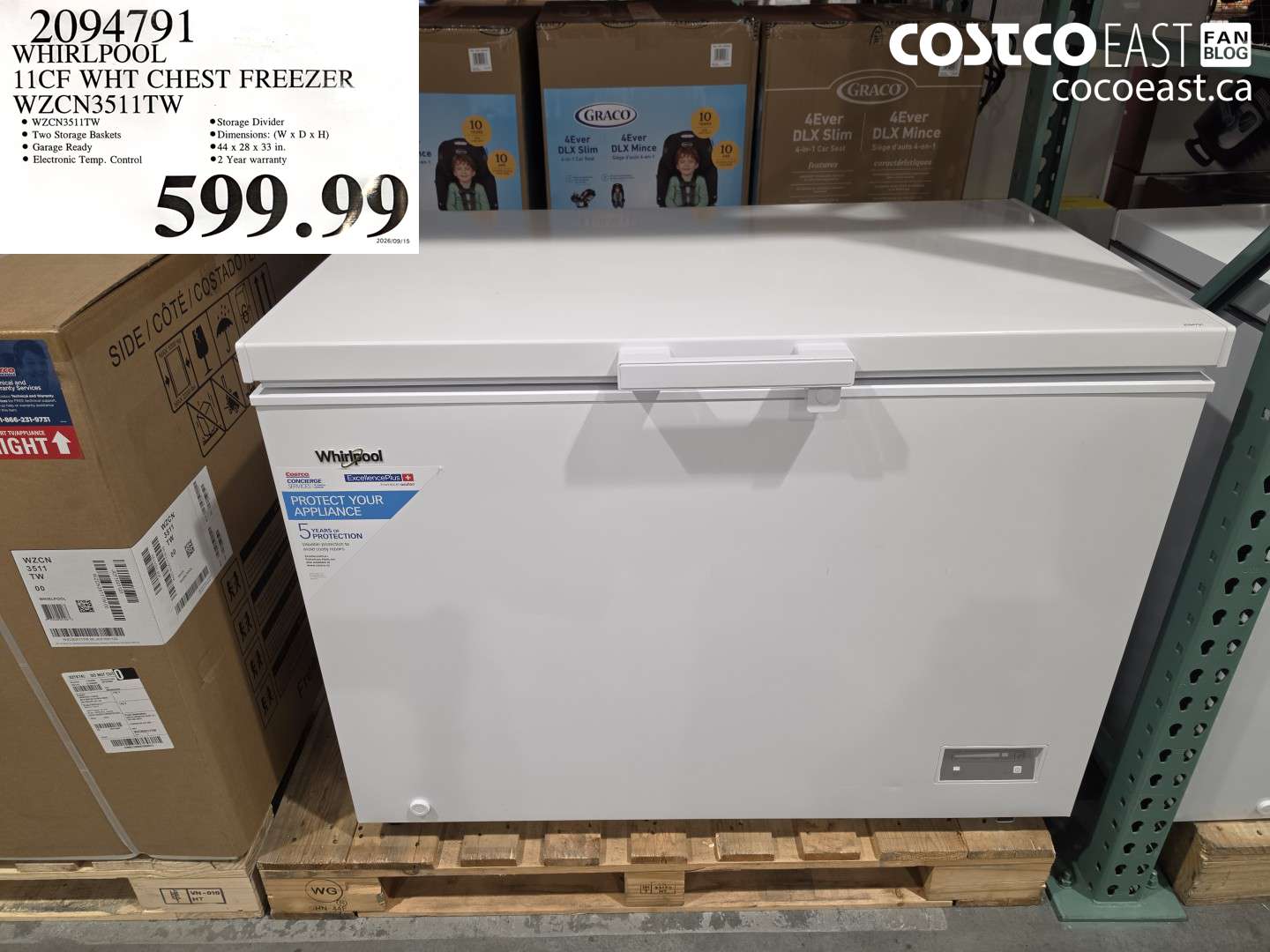 2094791 WHIRLPOOL 11CF WHT CHEST FREEZER WZCN3511TW $599.99
