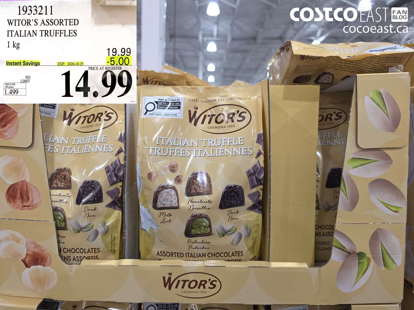 1933211 WITOR'S ASSORTED ITALIAN TRUFFLES 1 KG ($5.00 INSTANT SAVINGS EXPIRES ON 2026-10-25) $14.99