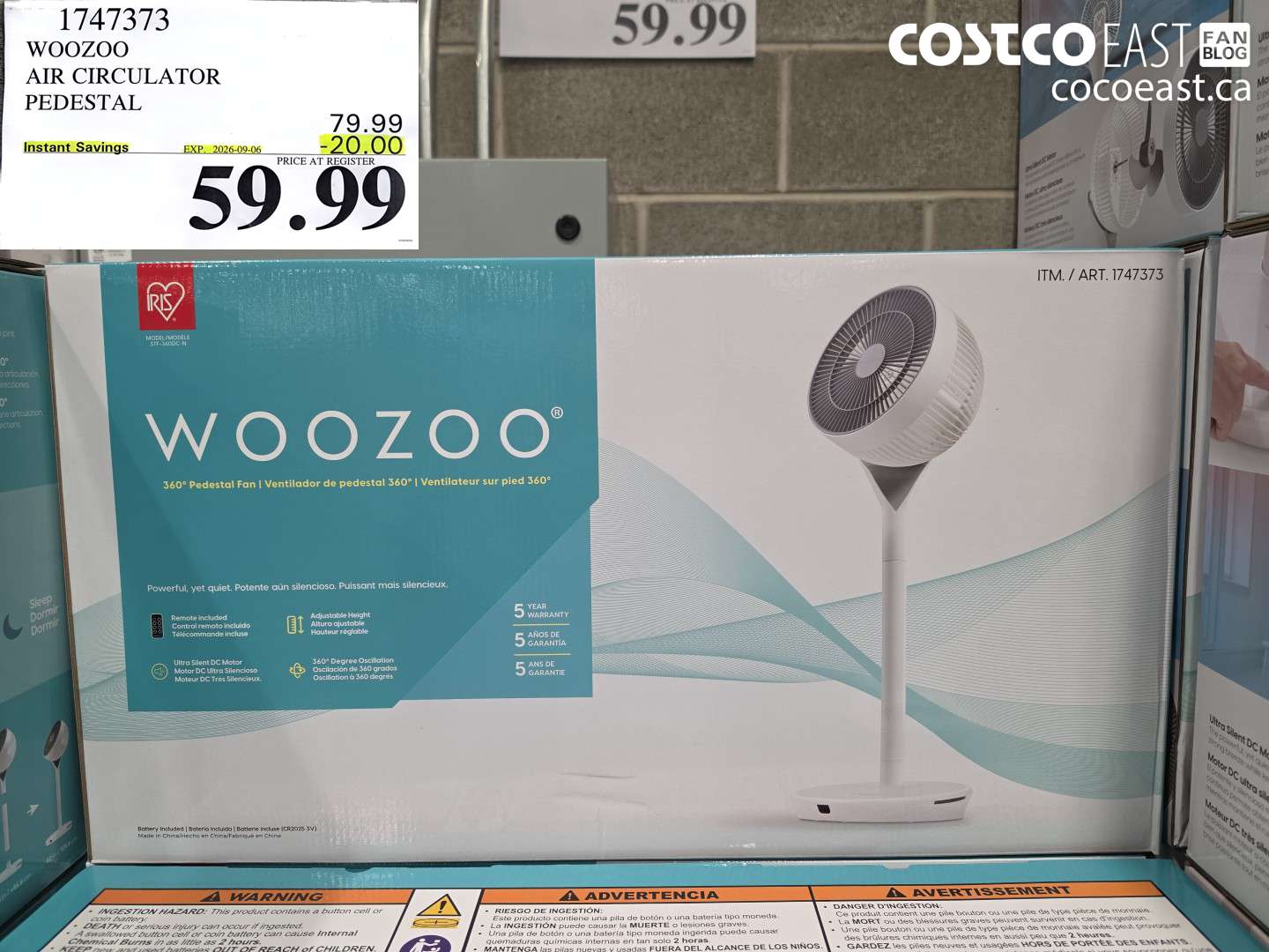 1747373 WOOZOO AIR CIRCULATOR PEDESTAL ($20.00 INSTANT SAVINGS EXPIRES ON 2026-09-06) $59.99