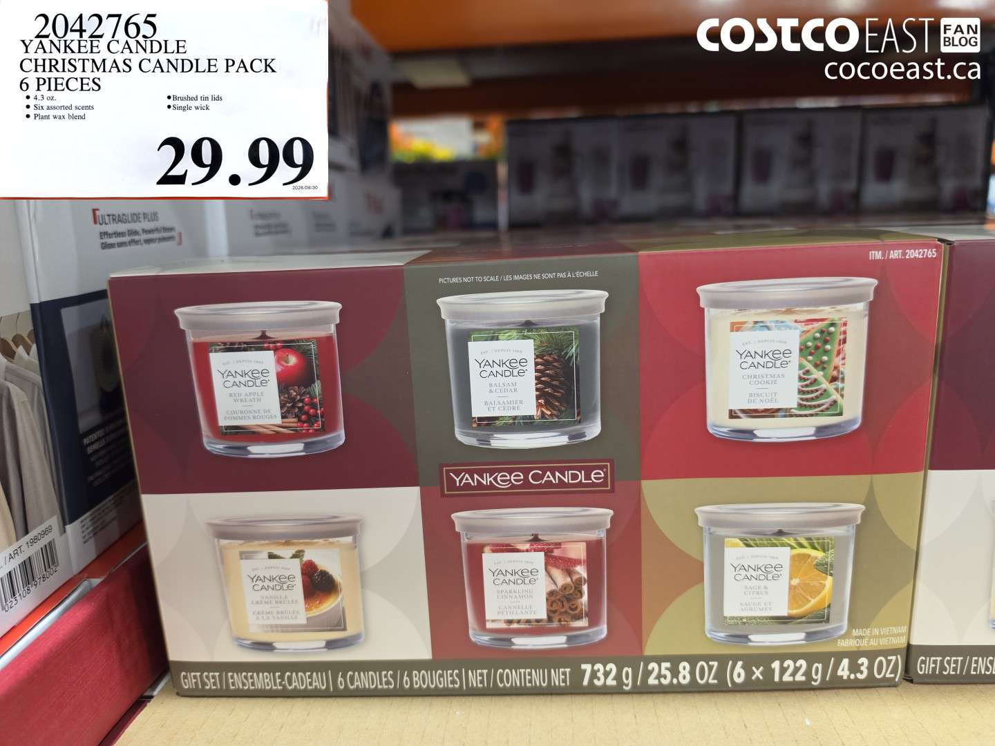 2042765 YANKEE CANDLE CHRISTMAS CANDLE PACK 6 PIECES $29.99
