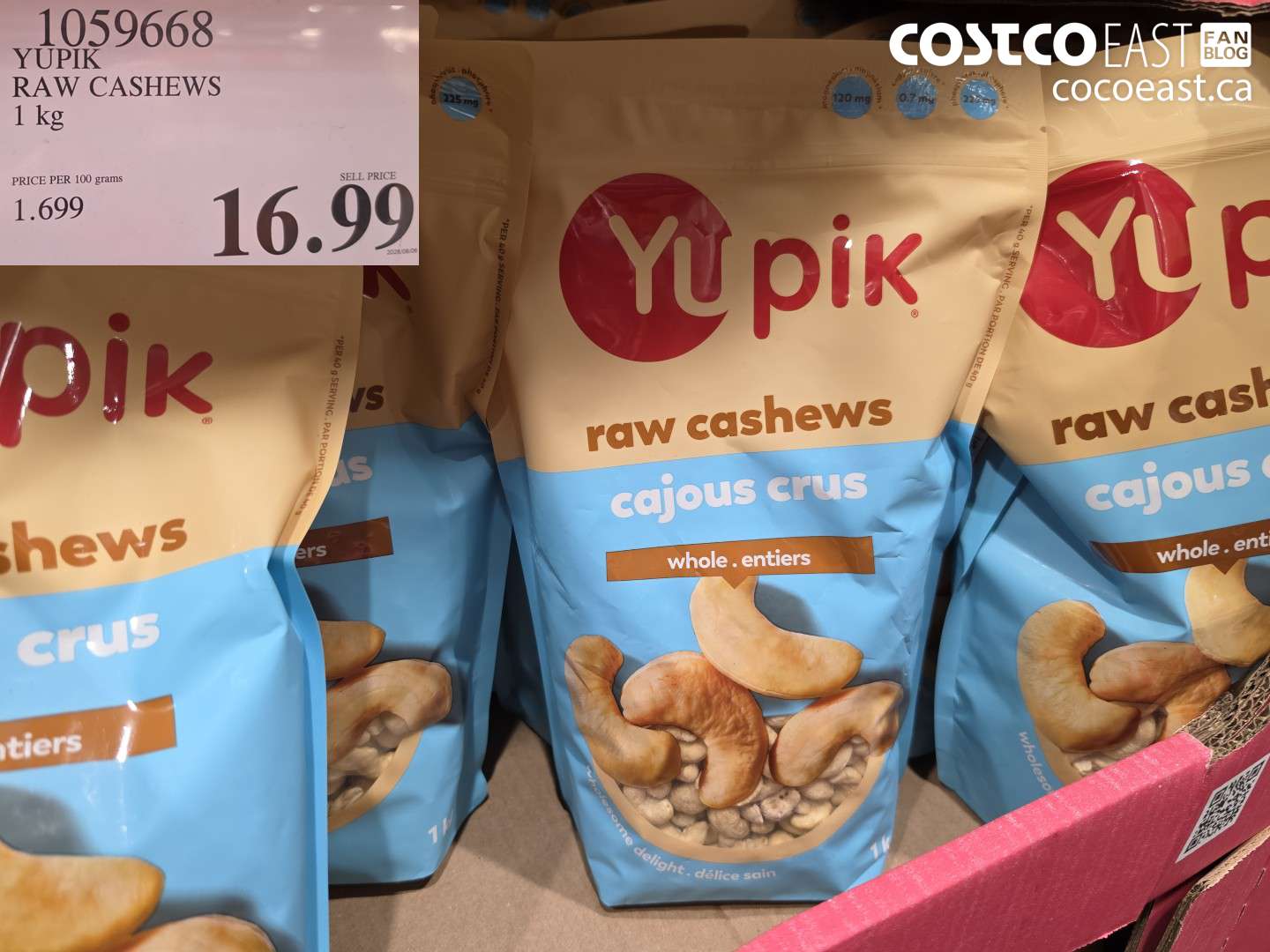 1059668 YUPIK RAW CASHEWS 1 KG $16.99