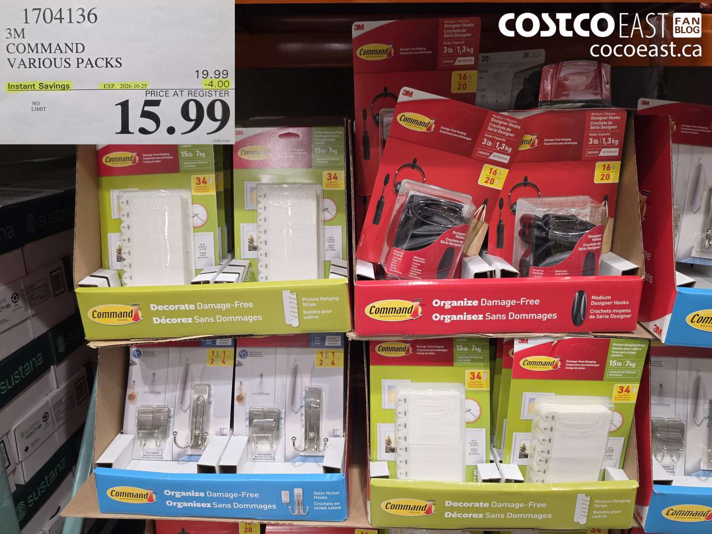 1704136 3M COMMAND VARIOUS PACKS ($4.00 INSTANT SAVINGS EXPIRES ON 2026-10-25) $15.99