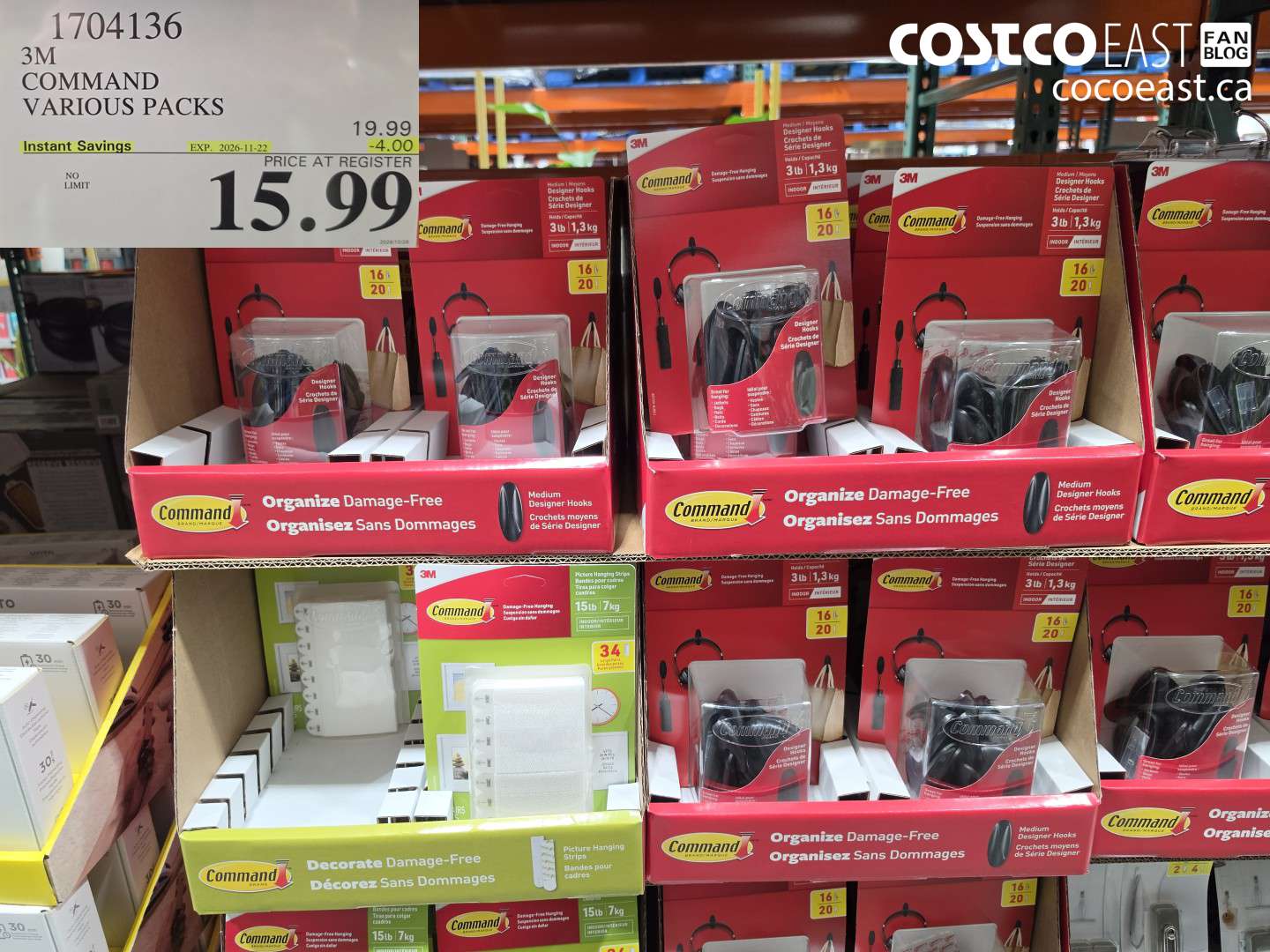 1704136 3M COMMAND VARIOUS PACKS ($4.00 INSTANT SAVINGS EXPIRES ON 2026-11-22) $15.99