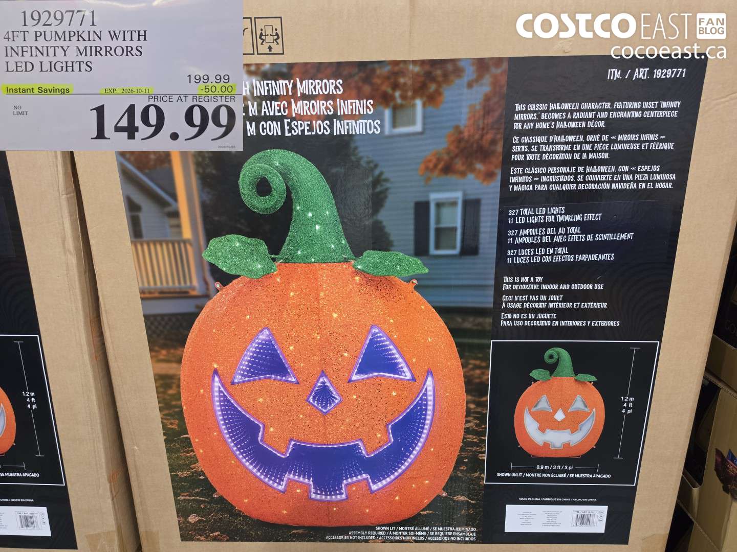 1929771 4FT PUMPKIN WITH INFINITY MIRRORS LED LIGHTS ($50.00 INSTANT SAVINGS EXPIRES ON 2026-10-11) $149.99