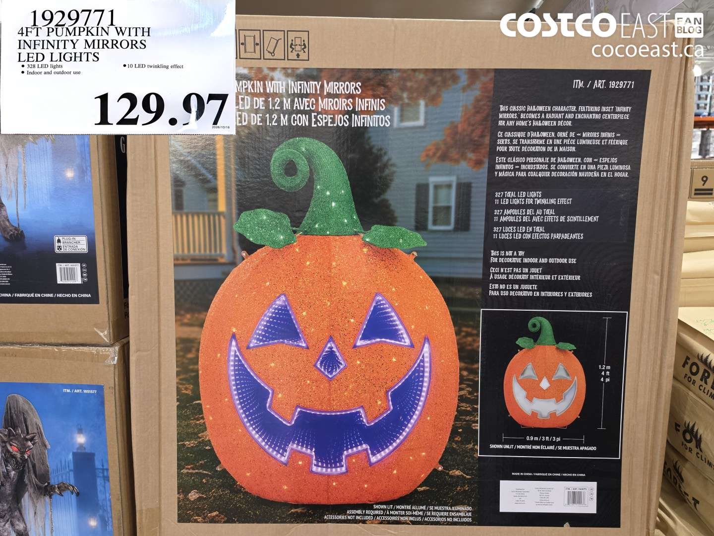1929771 4FT PUMPKIN WITH INFINITY MIRRORS LED LIGHTS $129.97