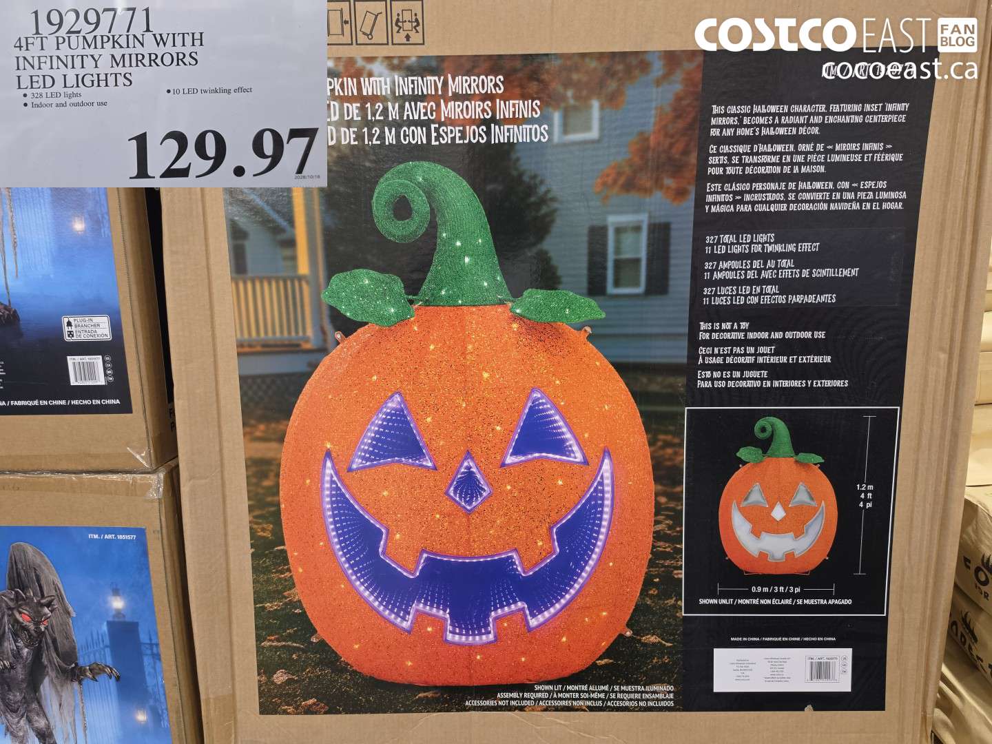 1929771 4FT PUMPKIN WITH INFINITY MIRRORS LED LIGHTS $129.97