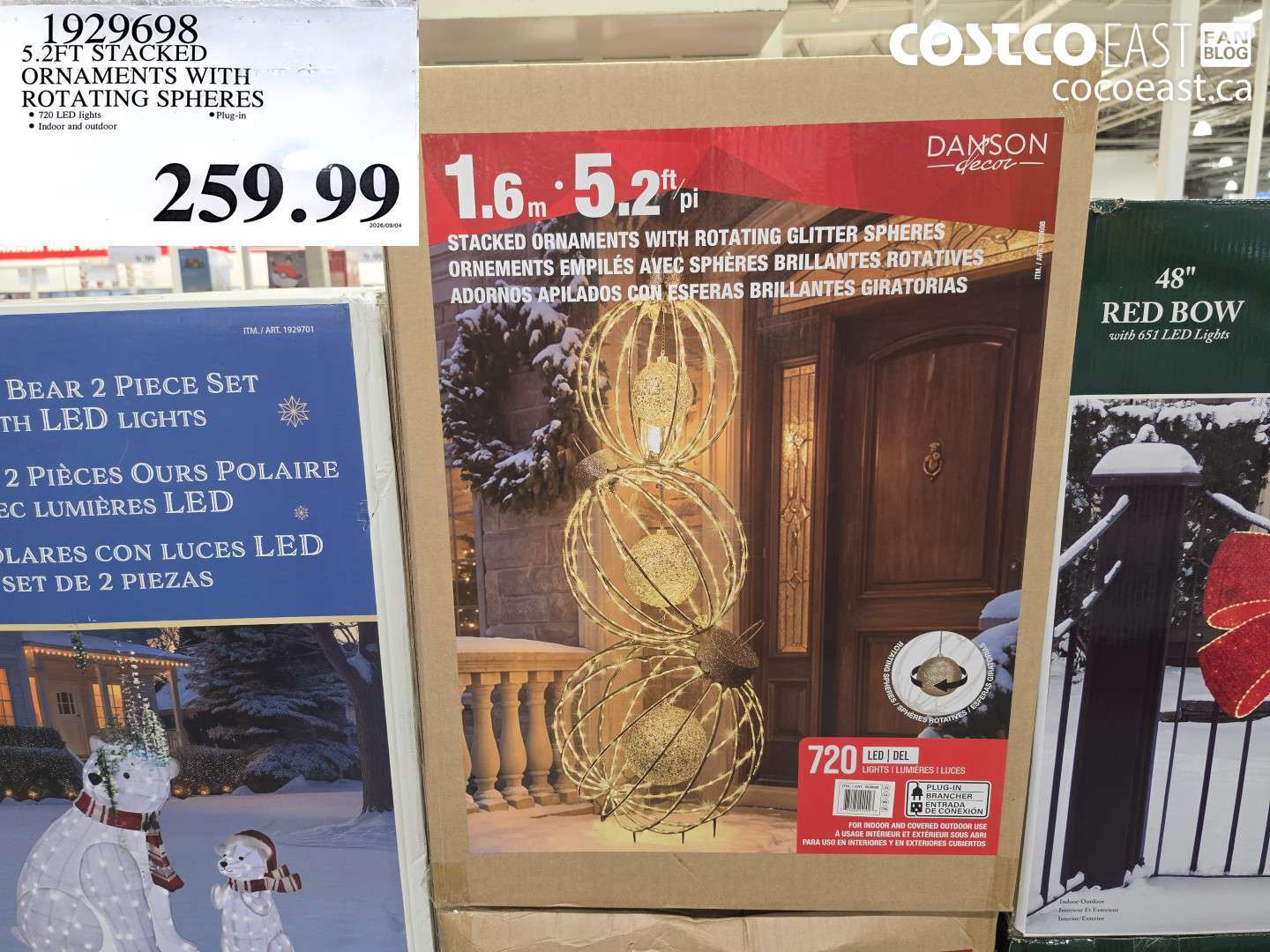 1929698 5.2FT STACKED ORNAMENTS WITH ROTATING SPHERES $259.99