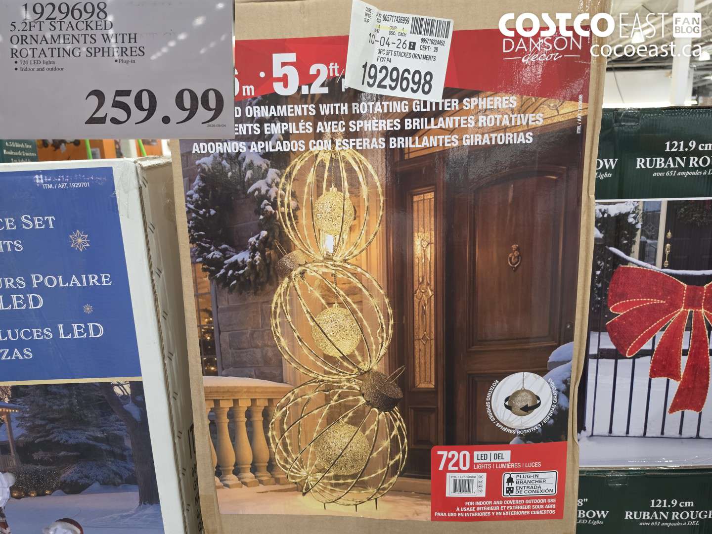 1929698 5.2FT STACKED ORNAMENTS WITH ROTATING SPHERES $259.99