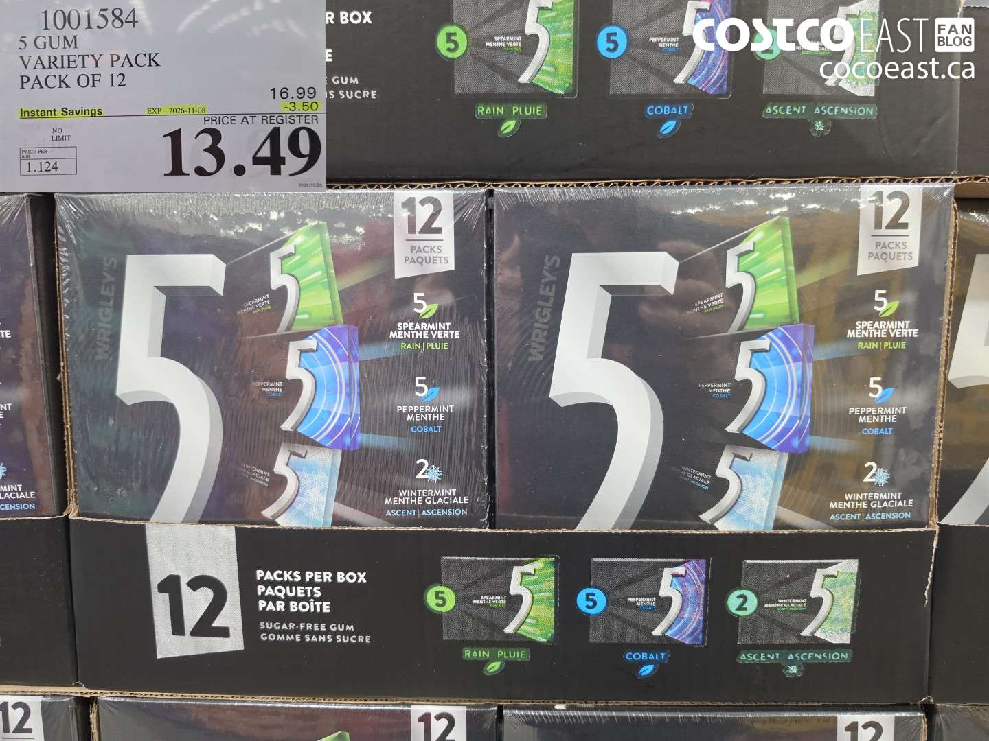 1001584 5 GUM VARIETY PACK PACK OF 12 ($3.50 INSTANT SAVINGS EXPIRES ON 2026-11-08) $13.49