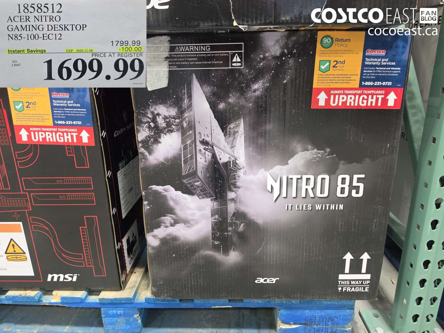 1858512 ACER NITRO GAMING DESKTOP N85-100-EC12 ($100.00 INSTANT SAVINGS EXPIRES ON 2026-11-08) $1699.99