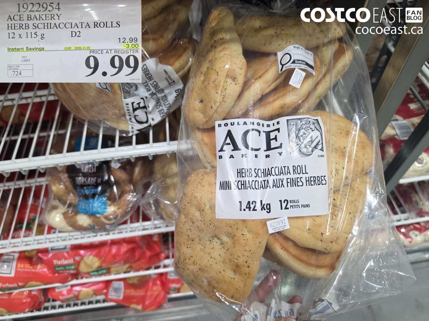 1922954 ACE BAKERY HERB SCHIACCIATA ROLLS 12 X 115 G D2 ($3.00 INSTANT SAVINGS EXPIRES ON 2026-11-01) $9.99