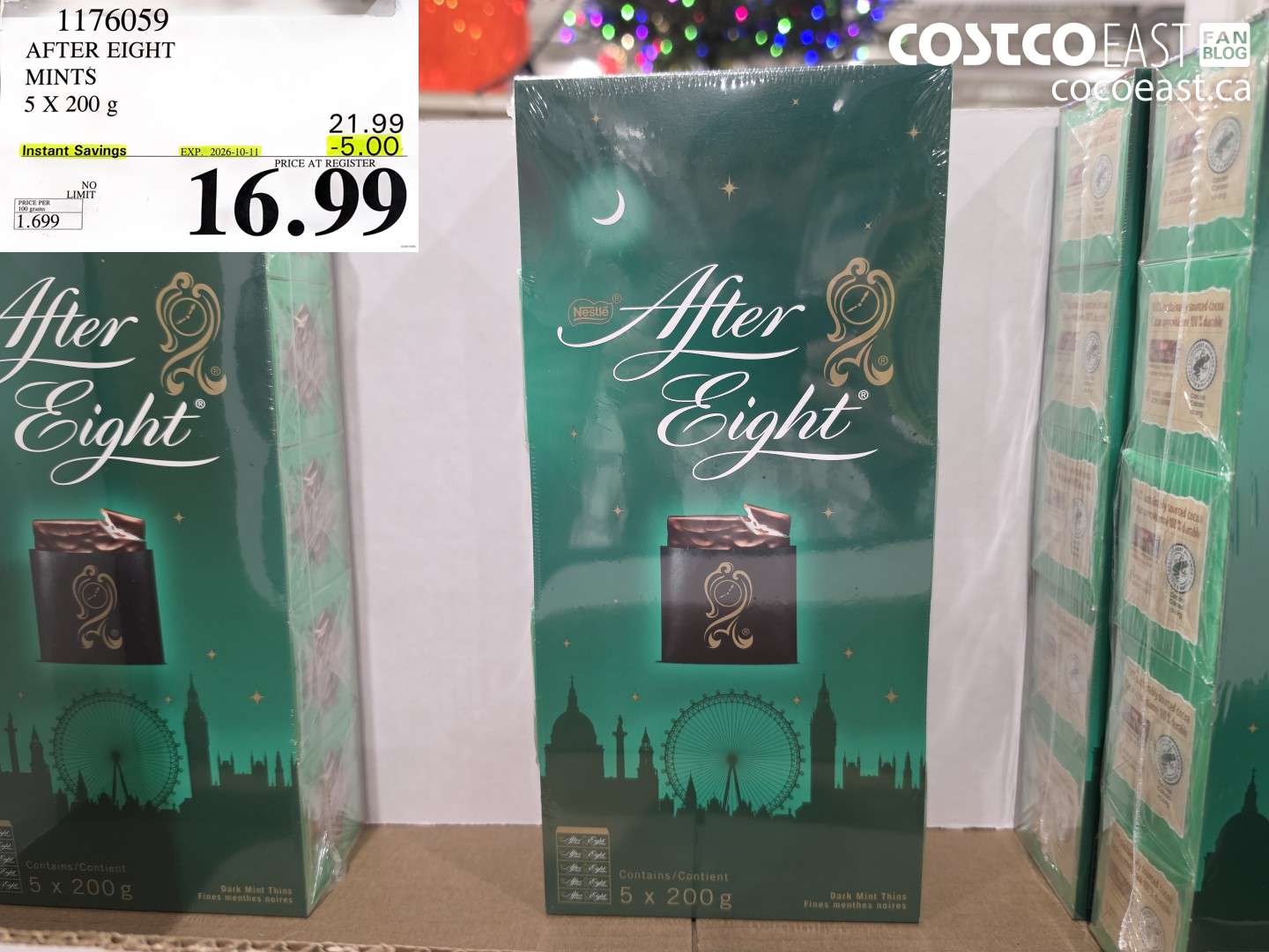 1176059 AFTER EIGHT MINTS 5 X 200 G ($5.00 INSTANT SAVINGS EXPIRES ON 2026-10-11) $16.99