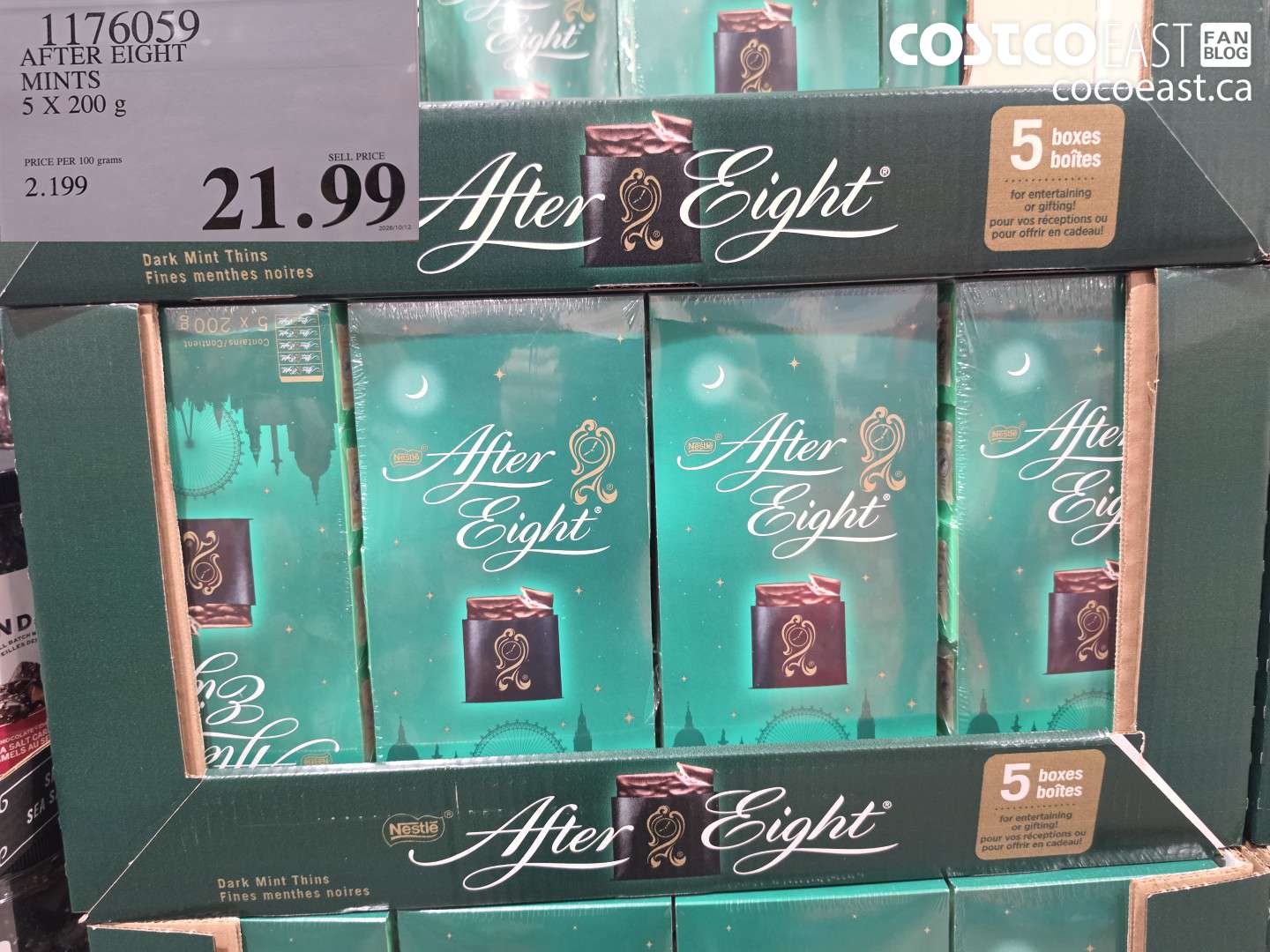 1176059 AFTER EIGHT MINTS 5 X 200 G $21.99