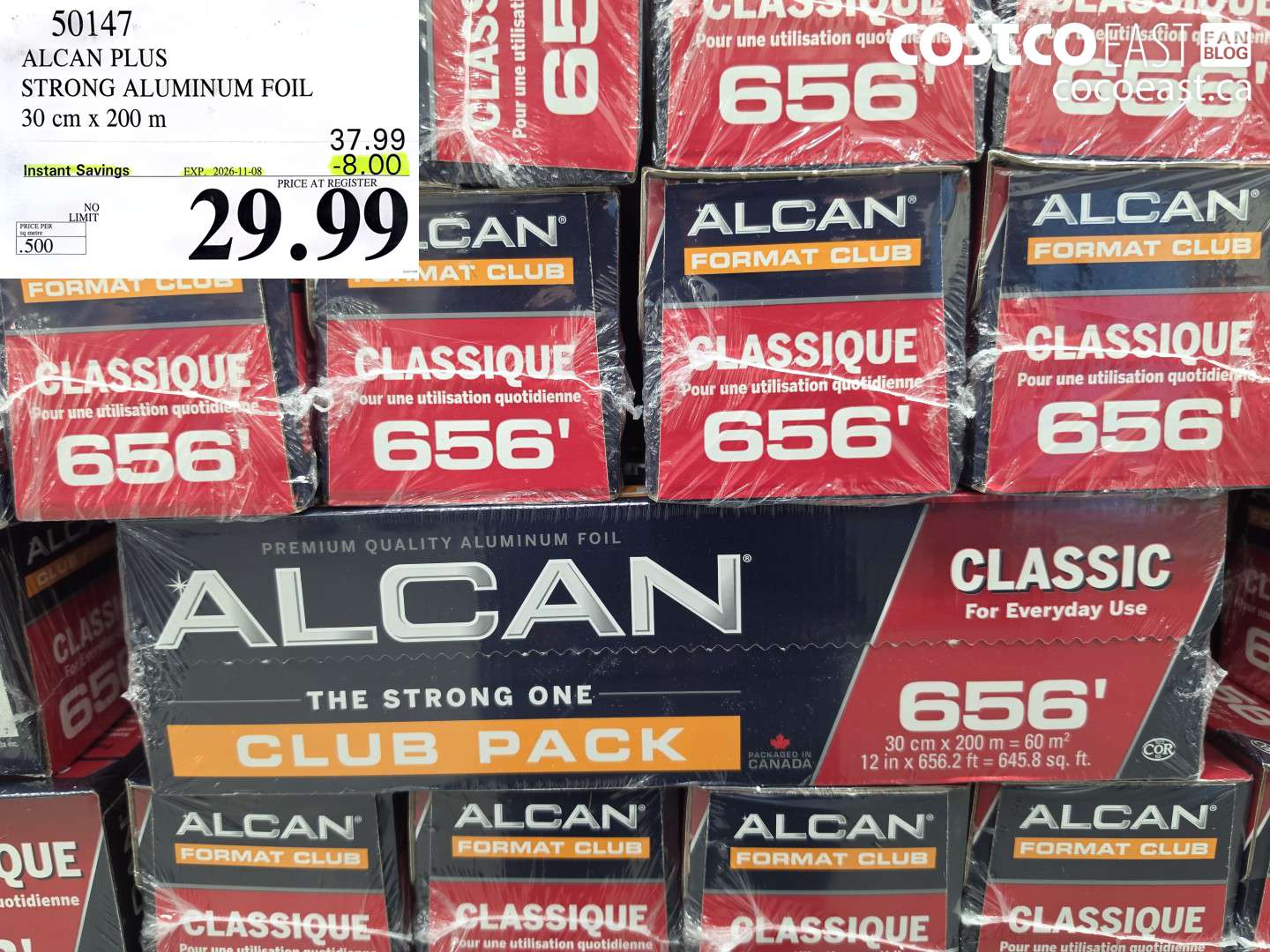 50147 ALCAN PLUS STRONG ALUMINUM FOIL 30 CM X 200 M ($8.00 INSTANT SAVINGS EXPIRES ON 2026-11-08) $29.99