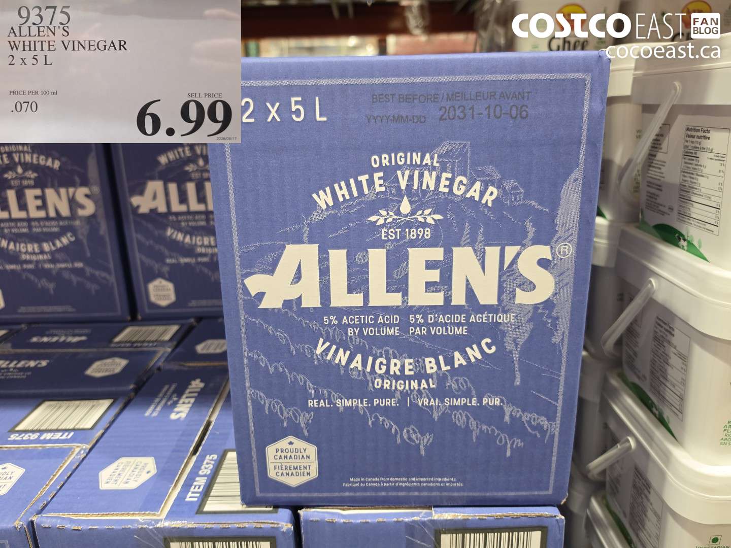 9375 ALLEN'S WHITE VINEGAR 2 X 5 L $6.99