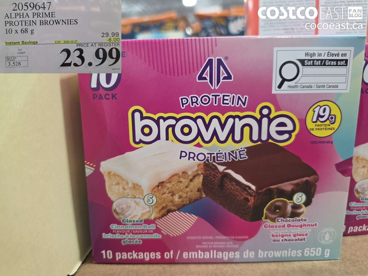 2059647 ALPHA PRIME PROTEIN BROWNIES 10 X 68 G ($6.00 INSTANT SAVINGS EXPIRES ON 2026-10-27) $23.99