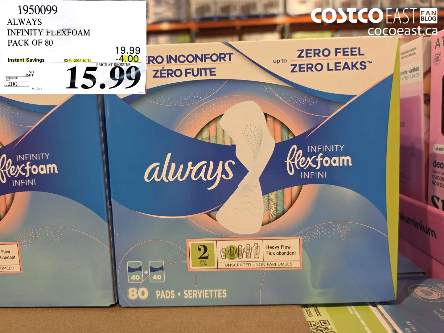 1950099 ALWAYS INFINITY FLEXFOAM PACK OF 80 ($4.00 INSTANT SAVINGS EXPIRES ON 2026-10-11) $15.99