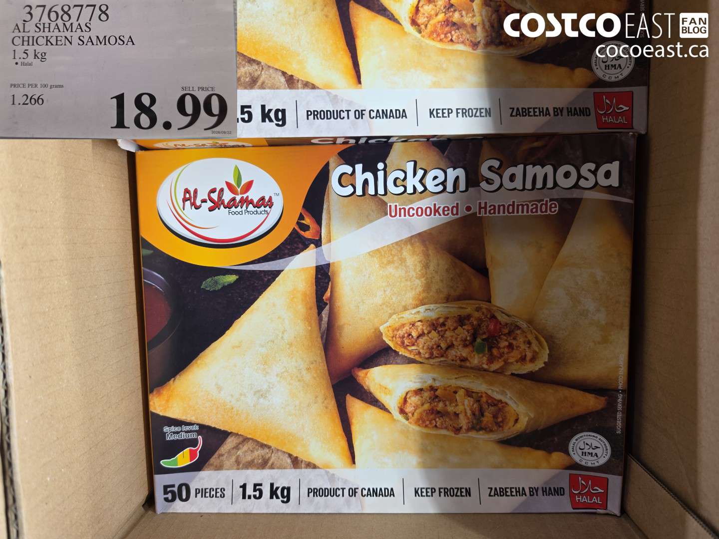 3768778 AL SHAMAS CHICKEN SAMOSA 1.5 KG $18.99