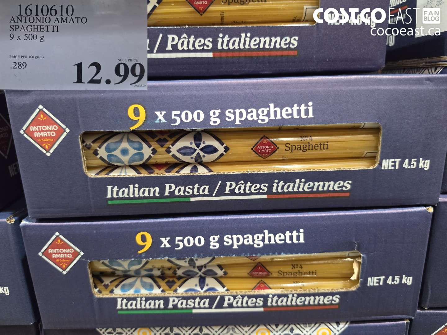 1610610 ANTONIO AMATO SPAGHETTI 9 X 500 G $12.99