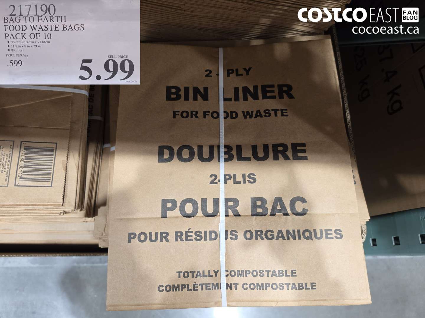 217190 BAG TO EARTH FOOD WASTE BAGS PACK OF 10 $5.99