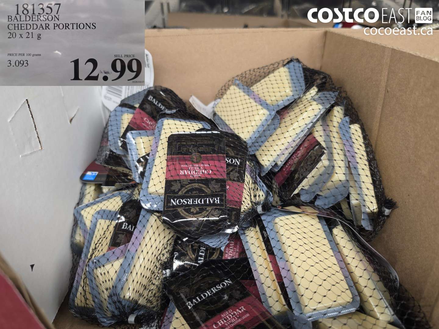 181357 BALDERSON CHEDDAR PORTIONS 20 X 21 G $12.99