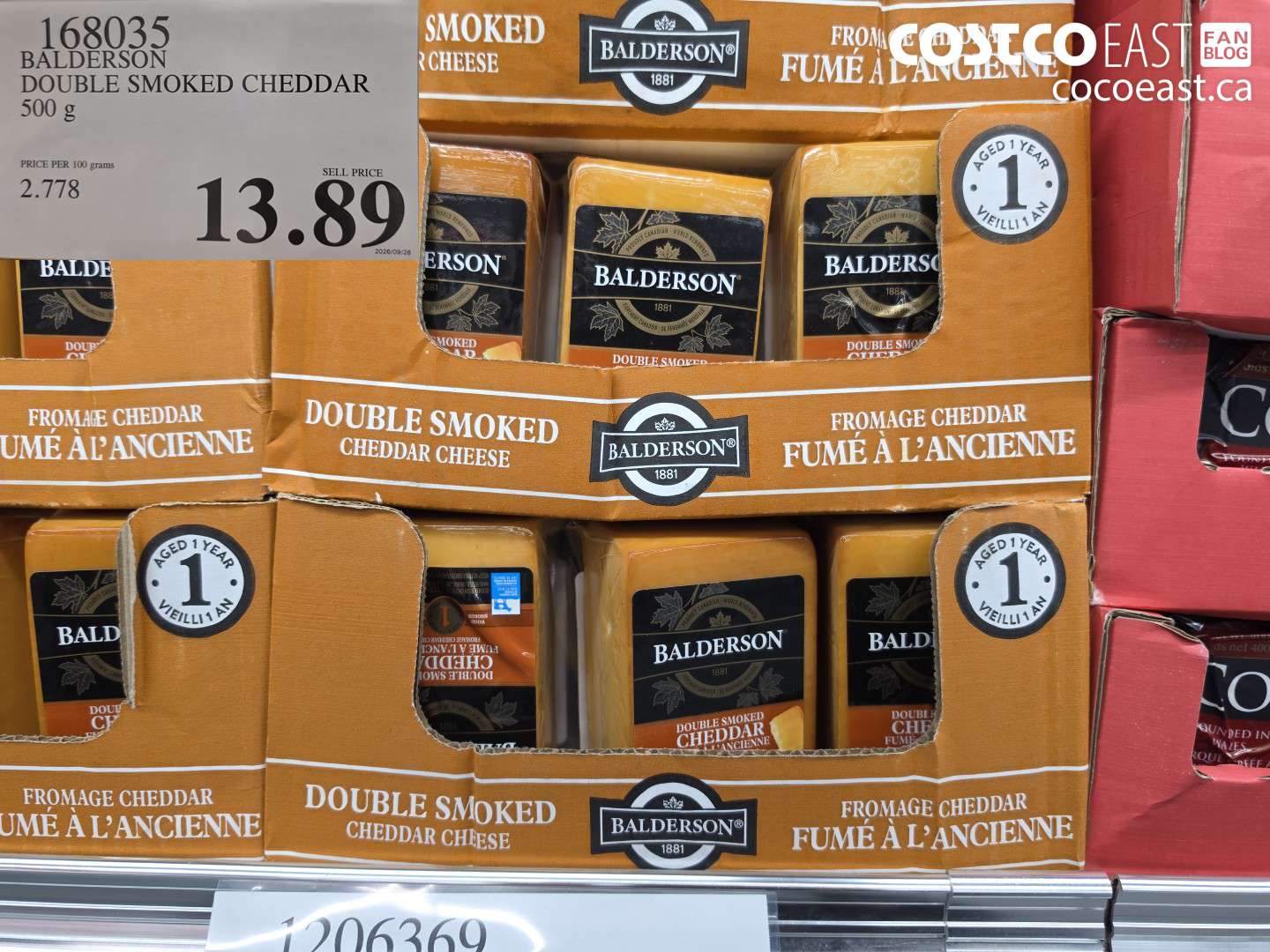168035 BALDERSON DOUBLE SMOKED CHEDDAR 500 G $13.89