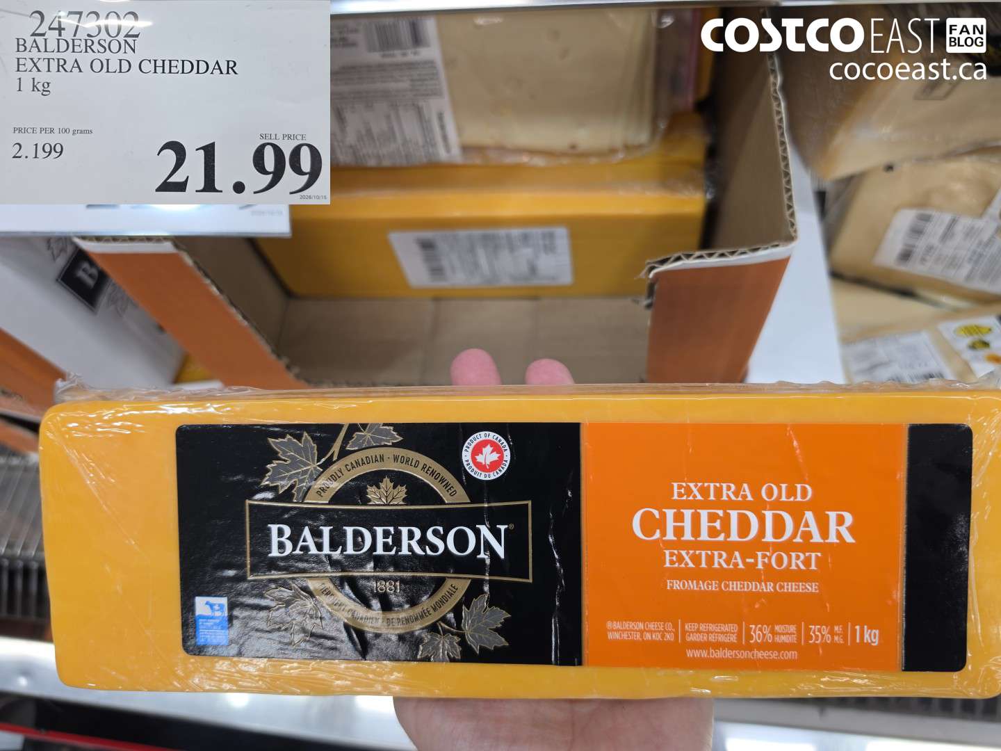 247302 BALDERSON EXTRA OLD CHEDDAR 1 KG $21.99